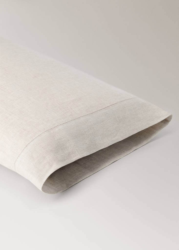 Washed linen pillowcase with hemstitch 45x110 cm — Beige