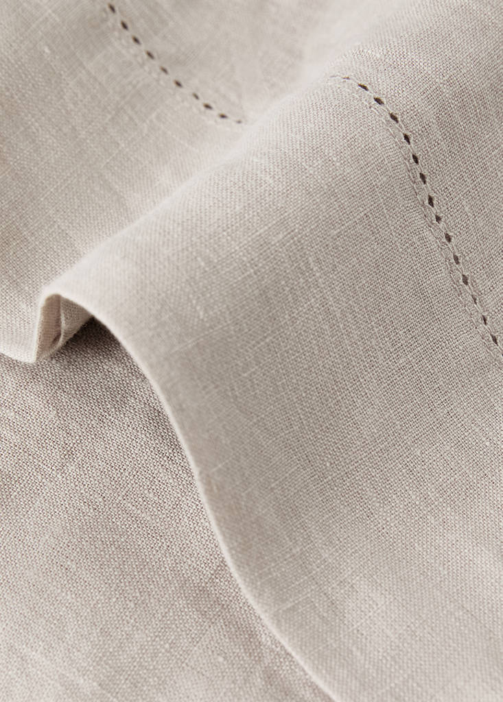 Washed linen pillowcase with hemstitch 45x110 cm — Medium Brown
