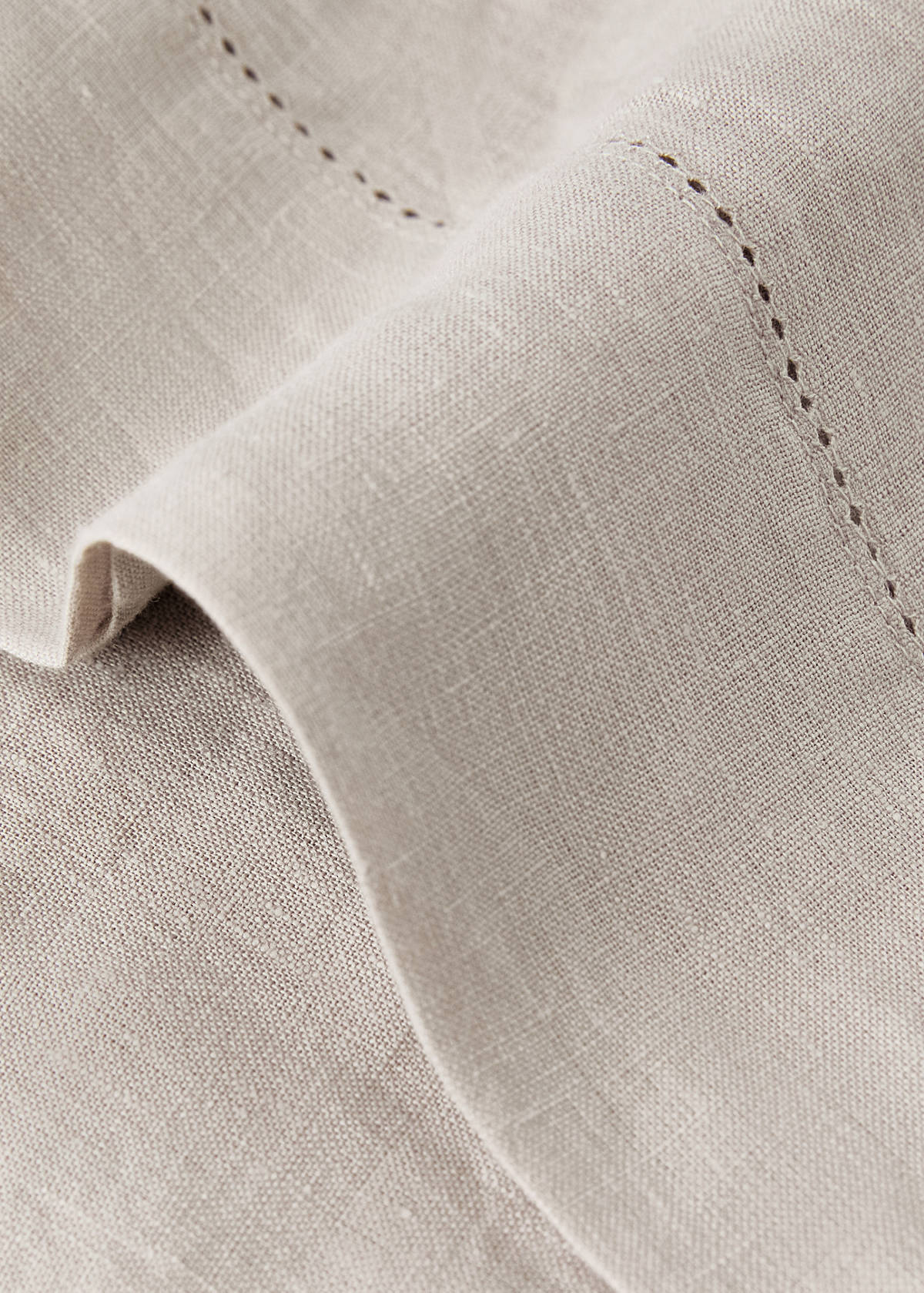 Washed linen pillowcase with hemstitch 45x110 cm — Medium Brown