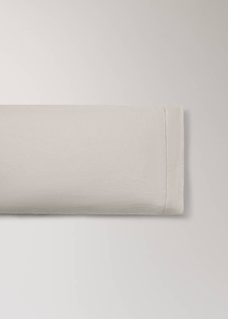 Washed linen pillowcase with hemstitch 45x110 cm — Medium Brown