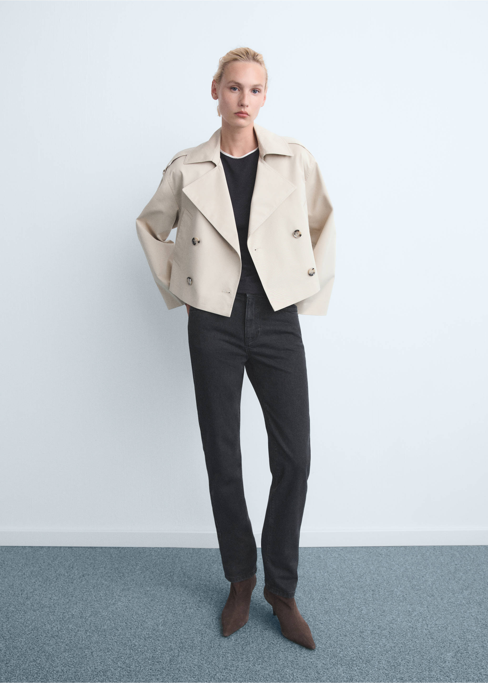 Jean slim taille haute - Plan général, Black denim. Ref: 17045171-00.