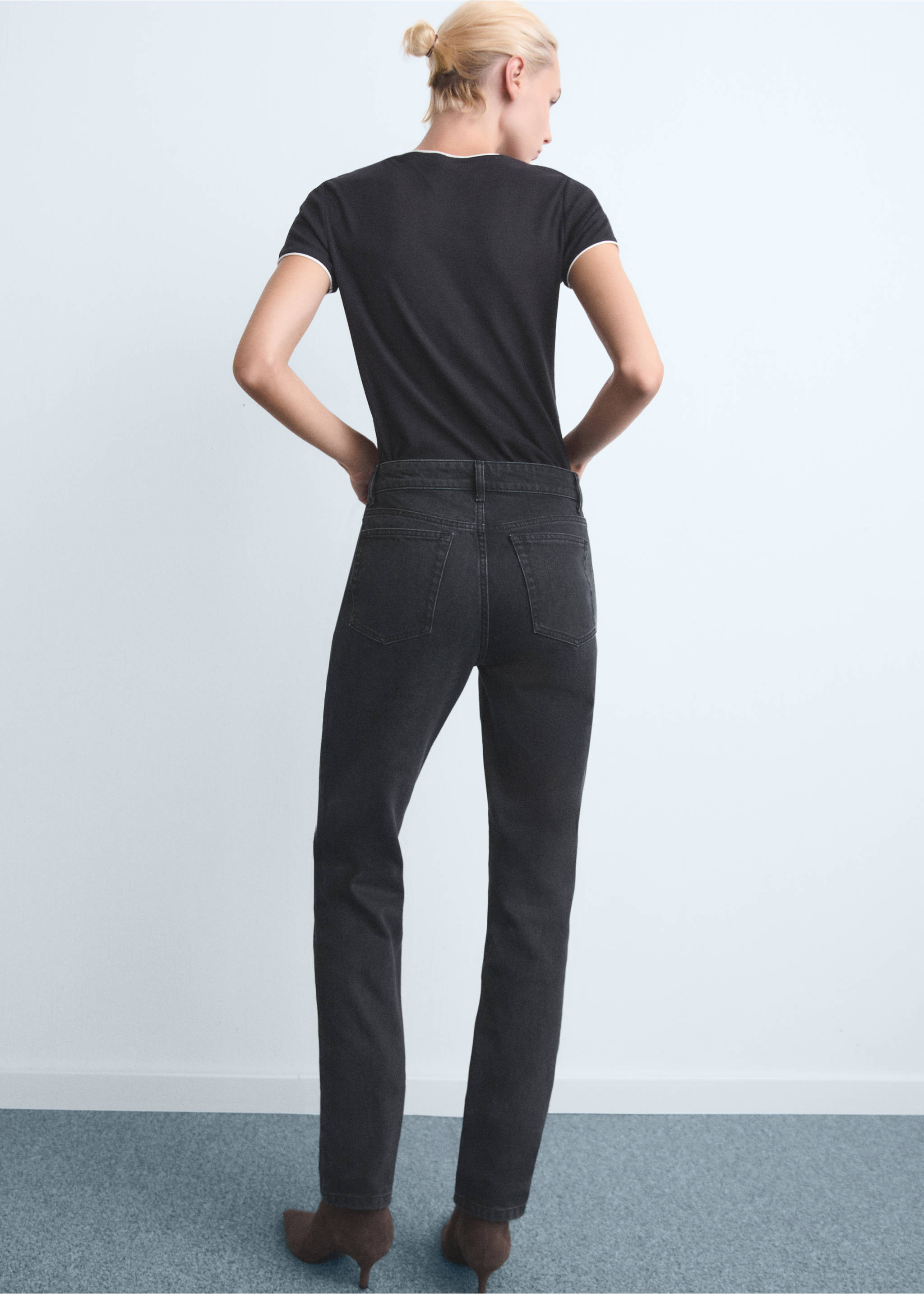 Jean slim taille haute - Verso de l’article, Black denim. Ref: 17045171-00.