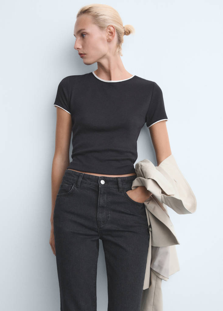 Mid-rise slim-fit jeans — Black denim