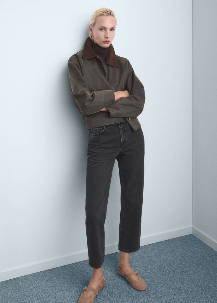 Mid-rise slim-fit jeans — Black denim