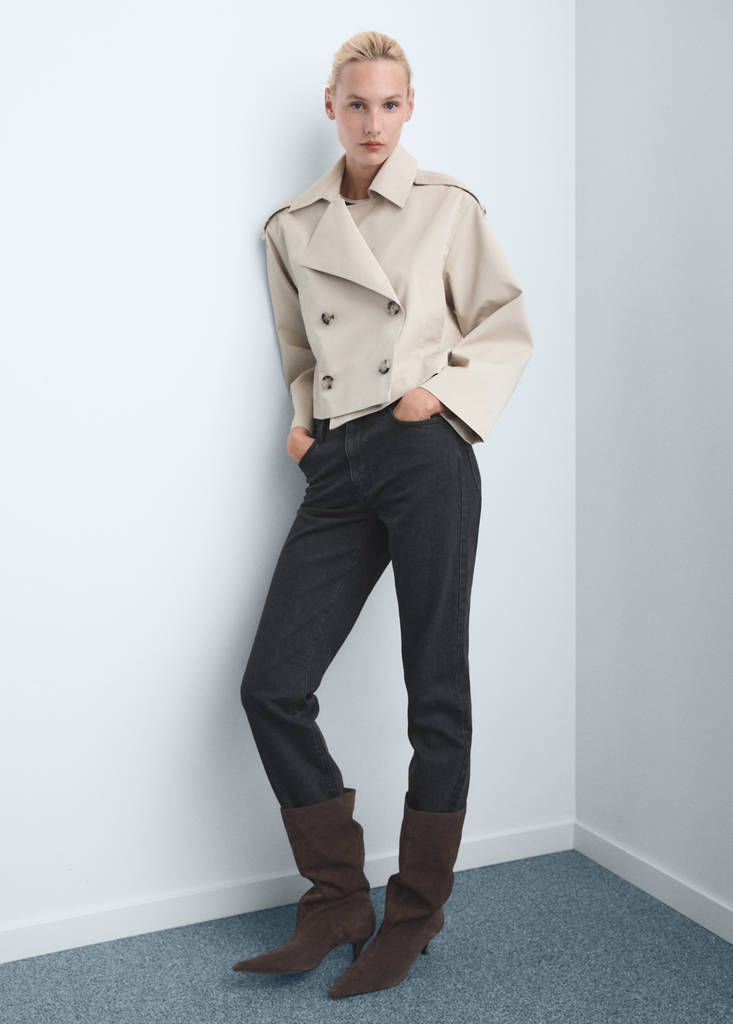 Mid-rise slim-fit jeans — Black denim