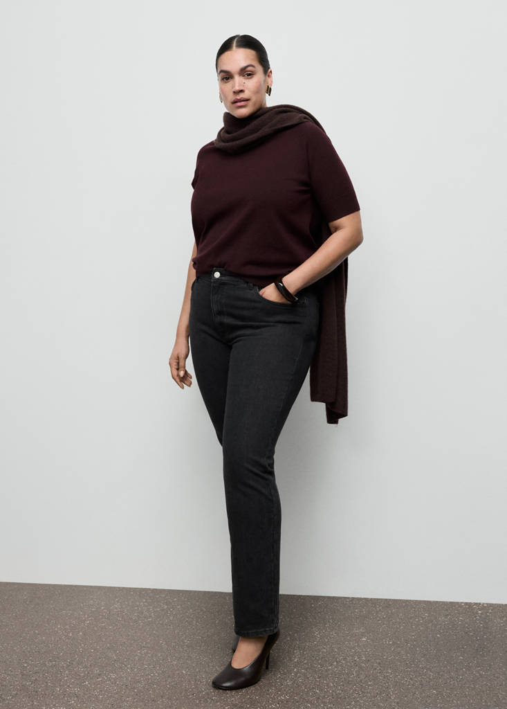 Mid-rise slim-fit jeans — Black denim