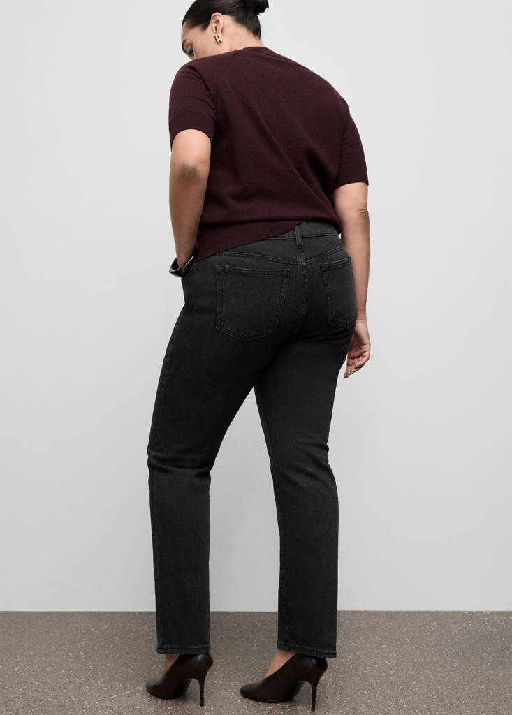 Mid-rise slim-fit jeans — Black denim
