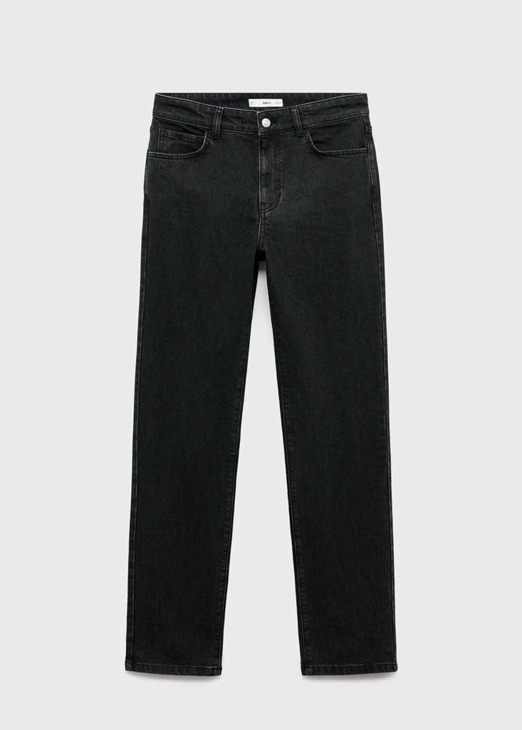 Mid-rise slim-fit jeans — Black denim