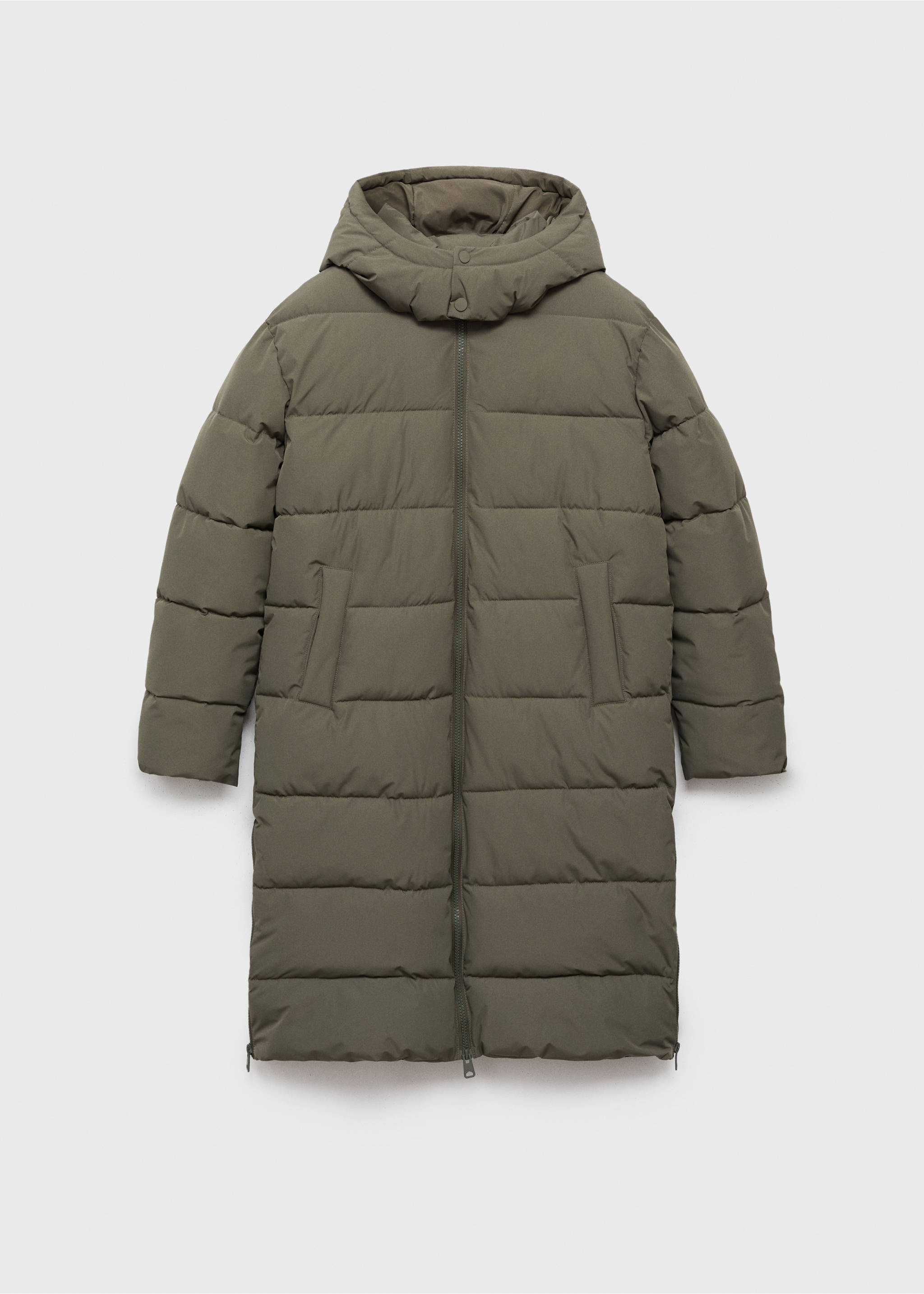 Quilted long coat - Article without model, Khaki. Ref: 17045784-00.