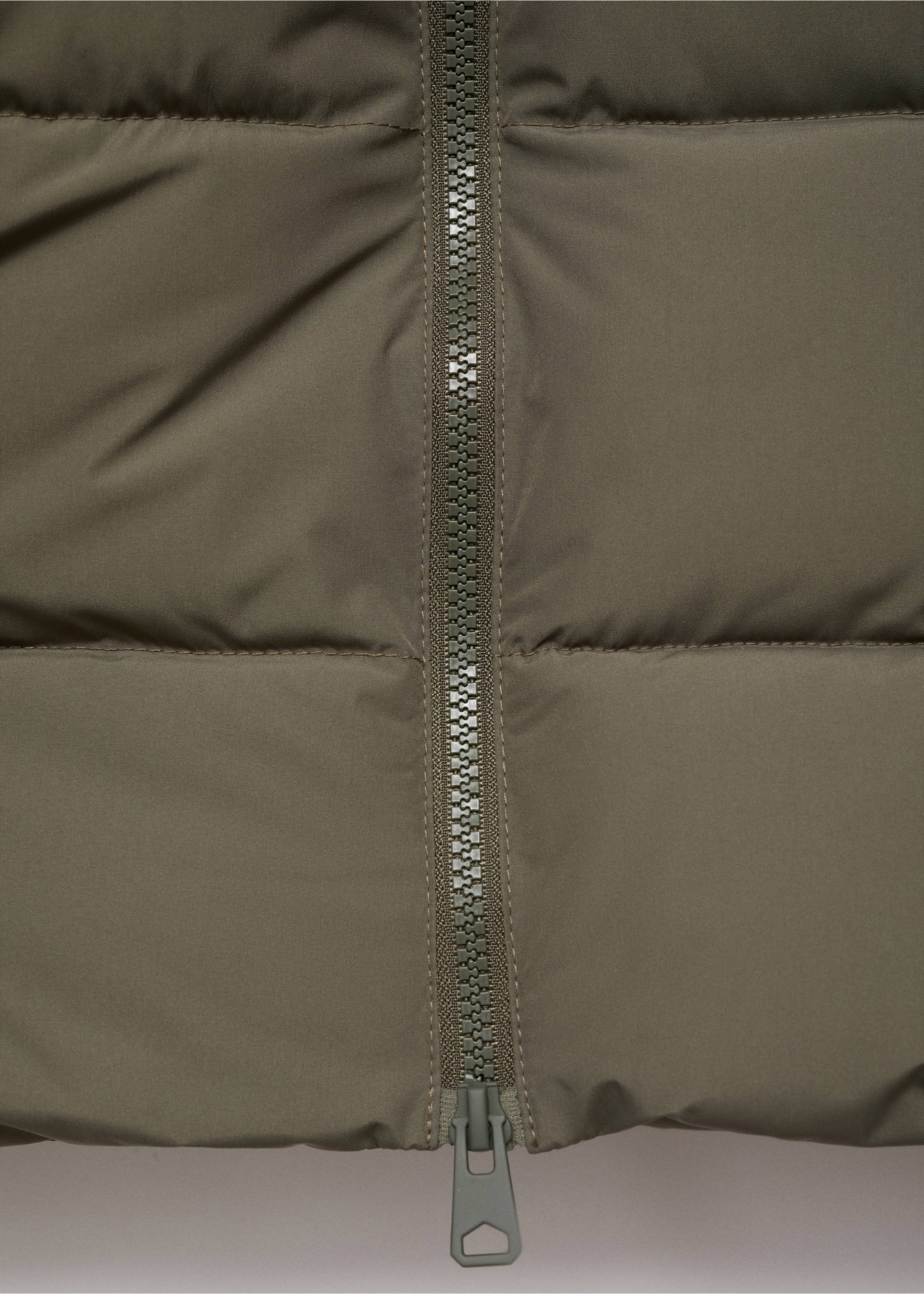 Quilted long coat - Details of the article 0, Khaki. Ref: 17045784-00.