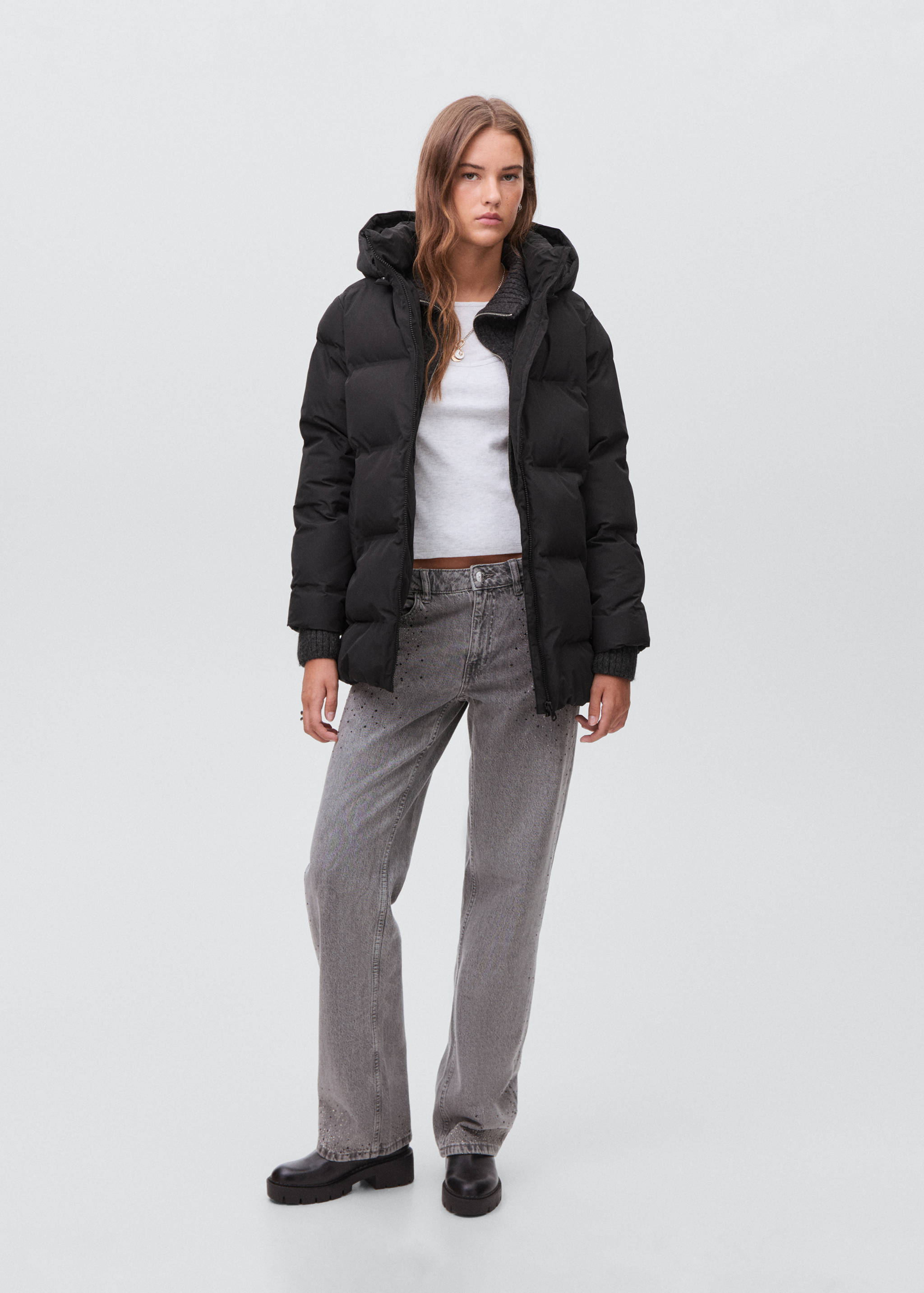 Quilted long coat - General plane