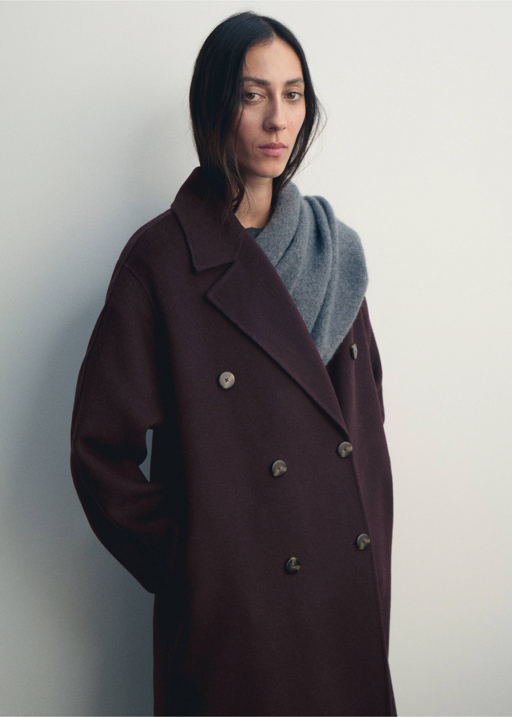 Handmade oversized wool coat - Medium plane, Wine. Ref: 17045789-00.