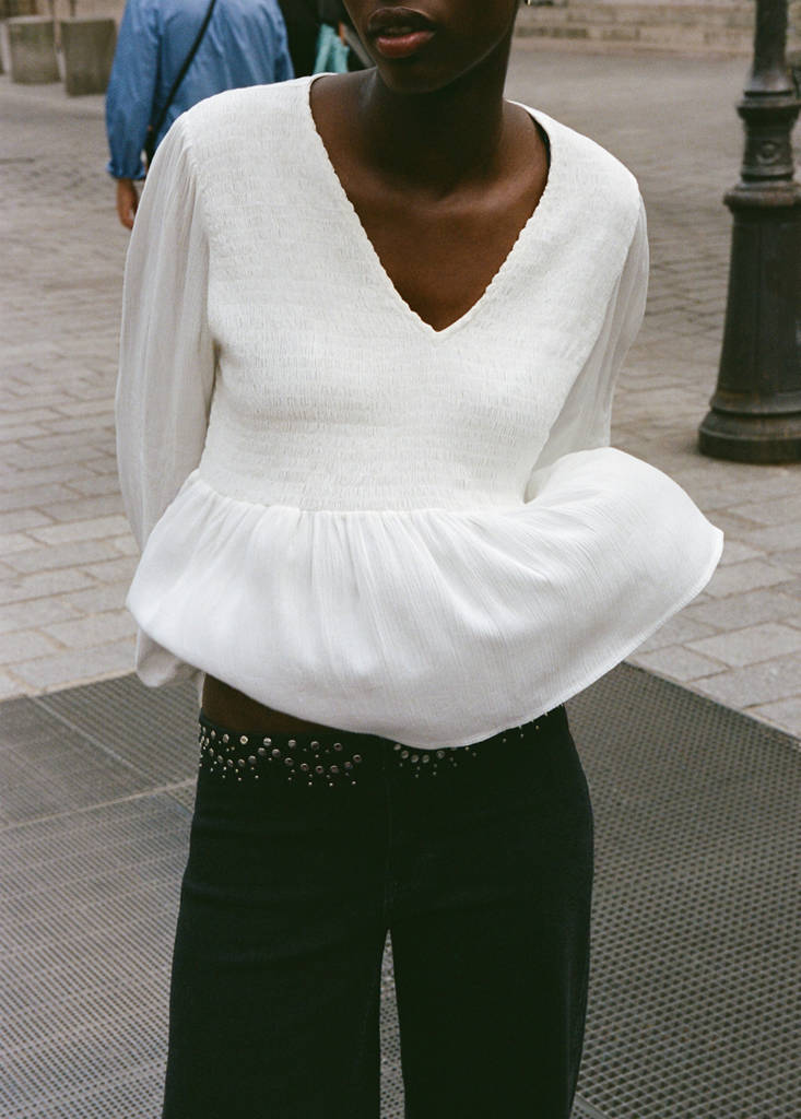 Ruched flowing blouse — Off White