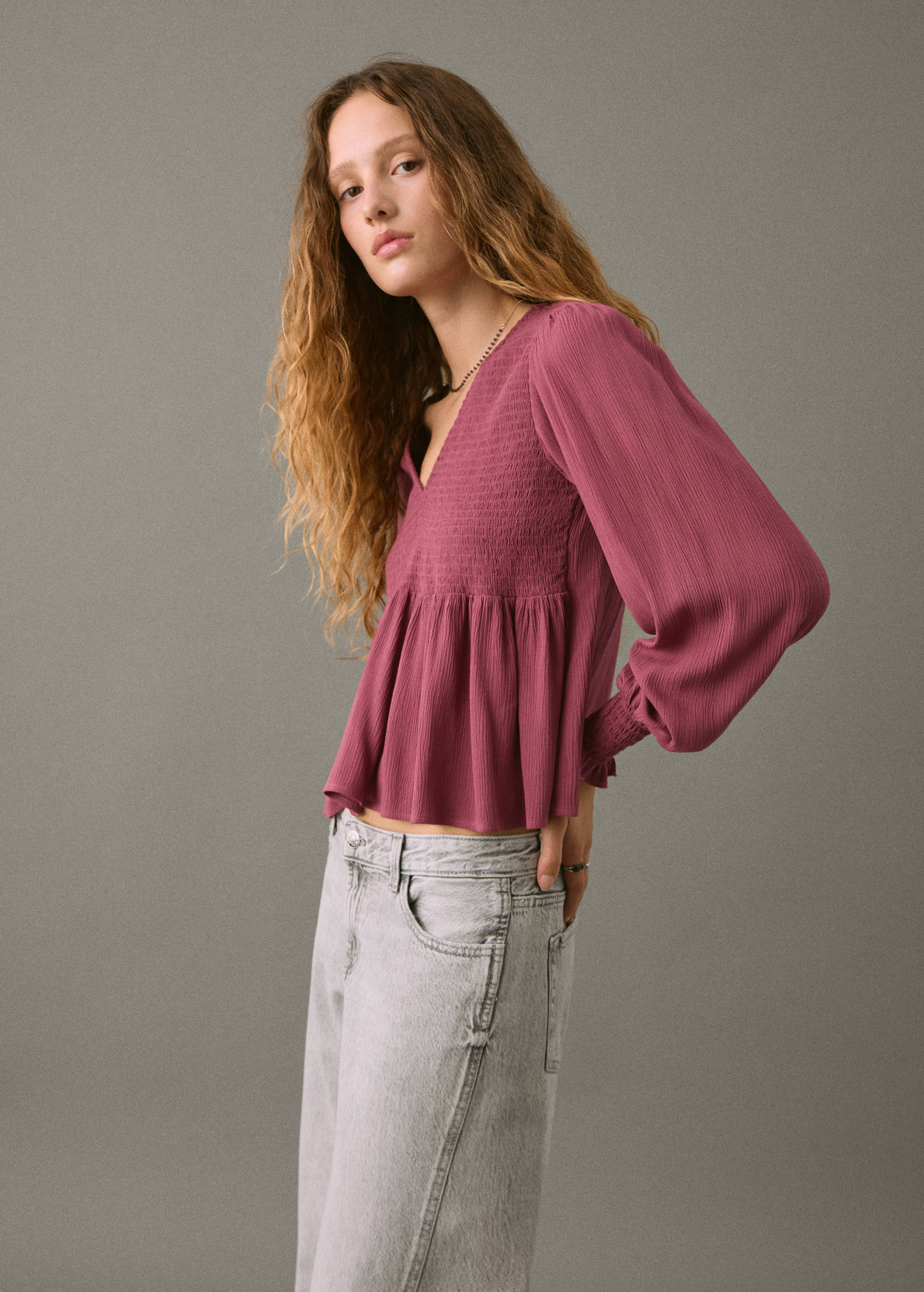 Ruched flowing blouse - Medium plane