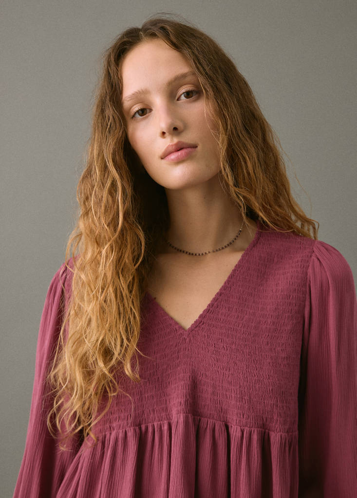 Ruched flowing blouse — Maroon