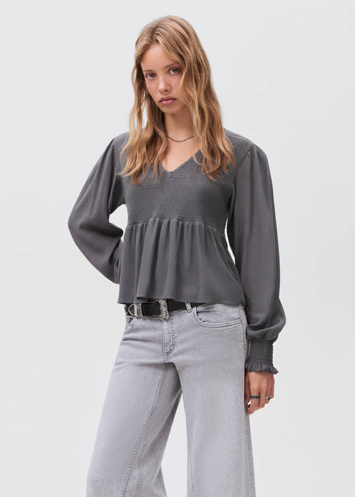 Ruched flowing blouse — Charcoal