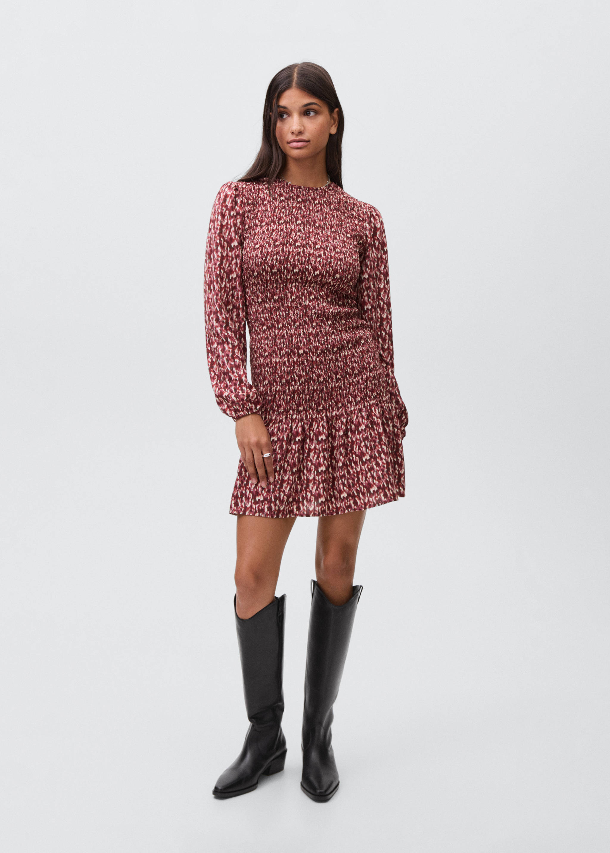 Vestido estampado folho - Plano geral