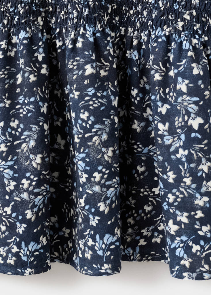 Ruffled floral dress — Dark Navy