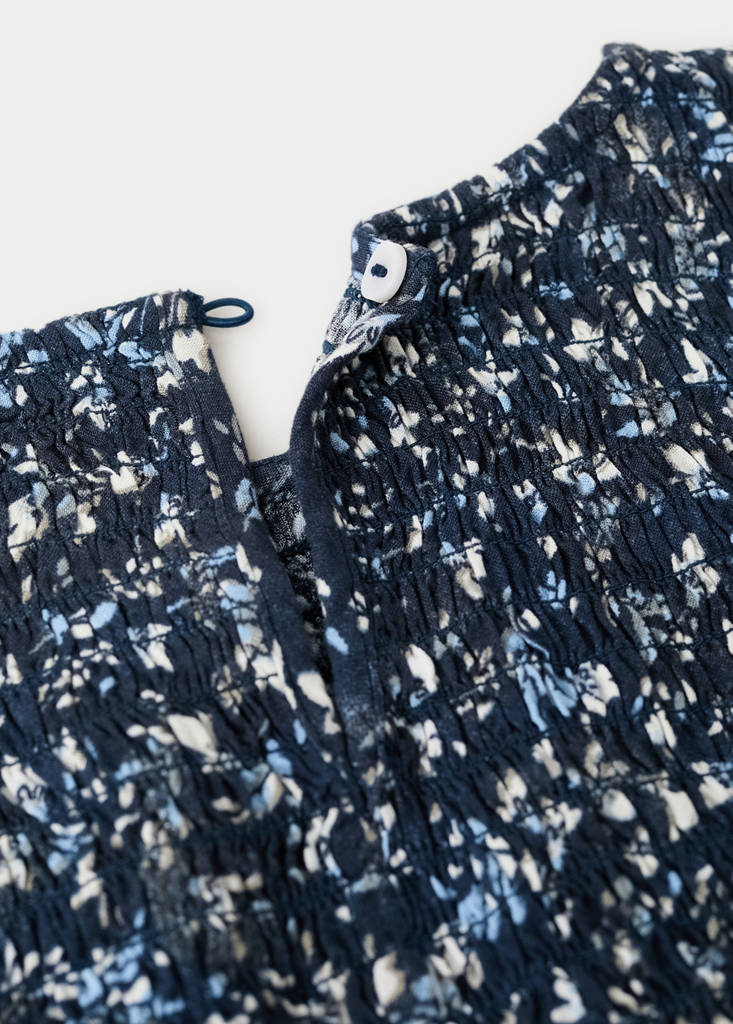Ruffled floral dress — Dark Navy