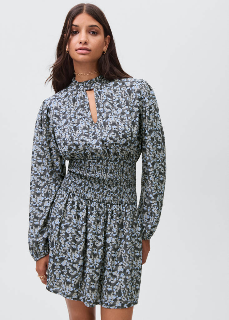 Flowy printed dress — Charcoal