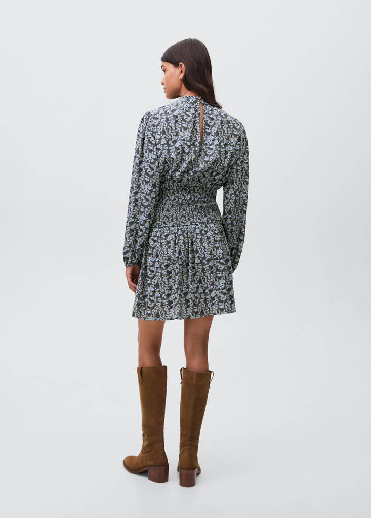Flowy printed dress — Charcoal