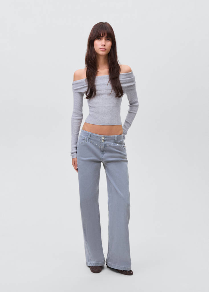 Low-waist studded jeans — Blue