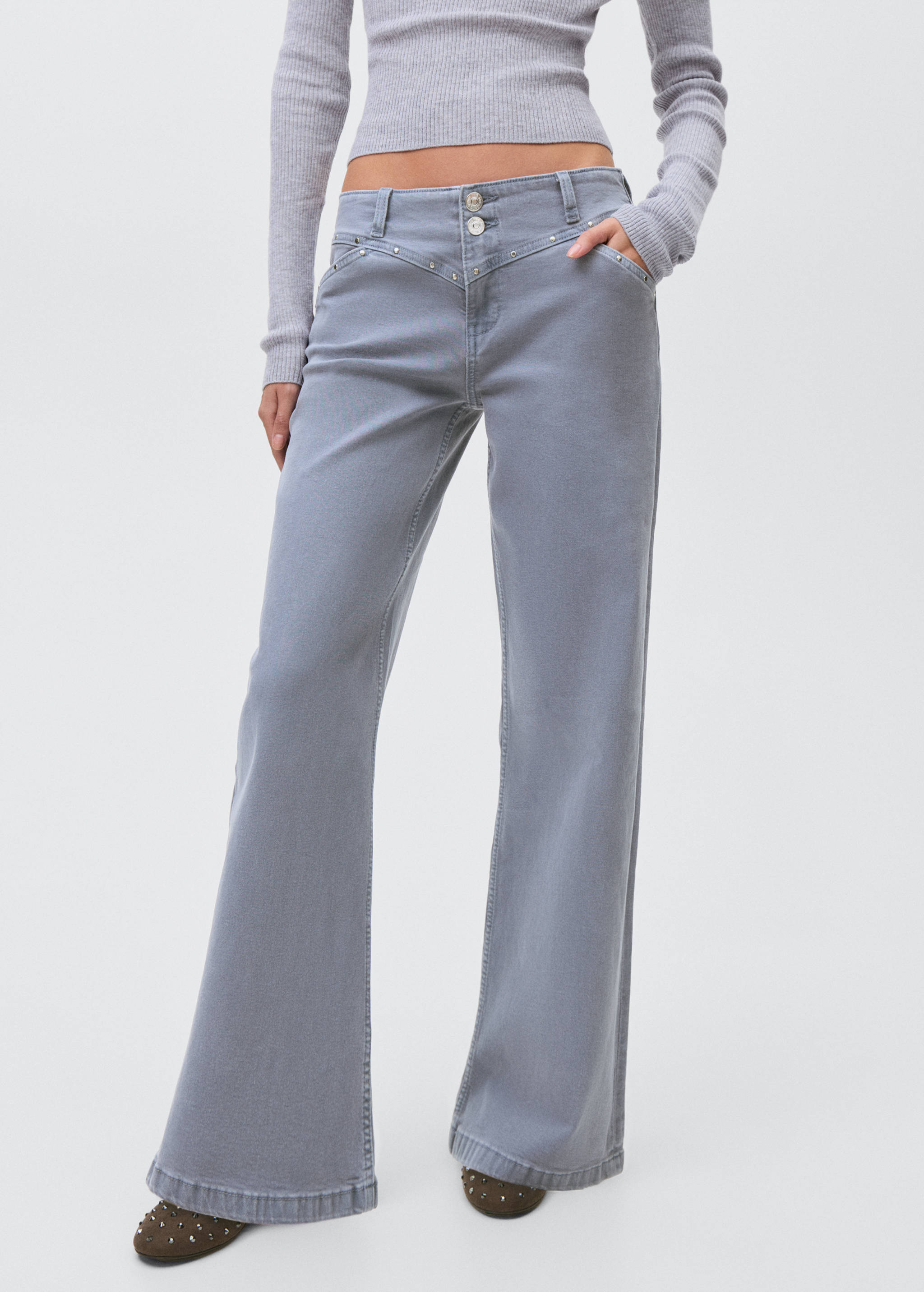 Low-waist studded jeans - Medium plane