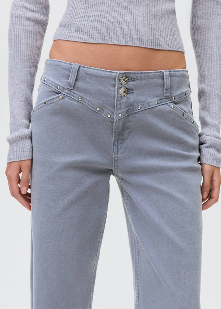 Low-waist studded jeans — Blue