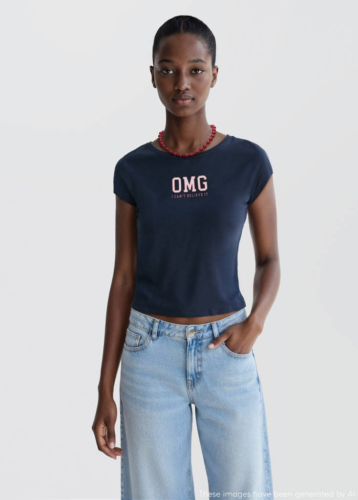 Printed cotton-blend t-shirt — Navy