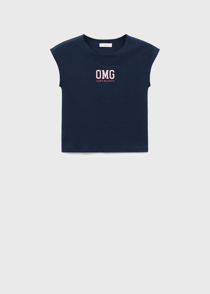 Printed cotton-blend t-shirt — Navy