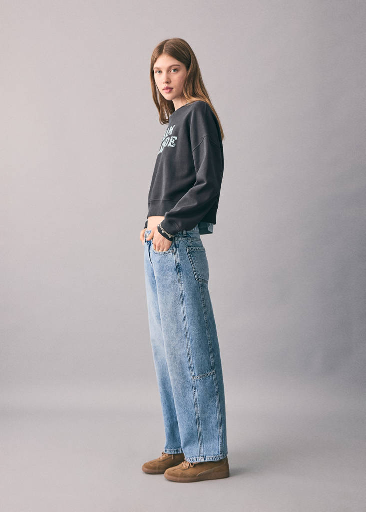Printed cotton sweatshirt — Charcoal