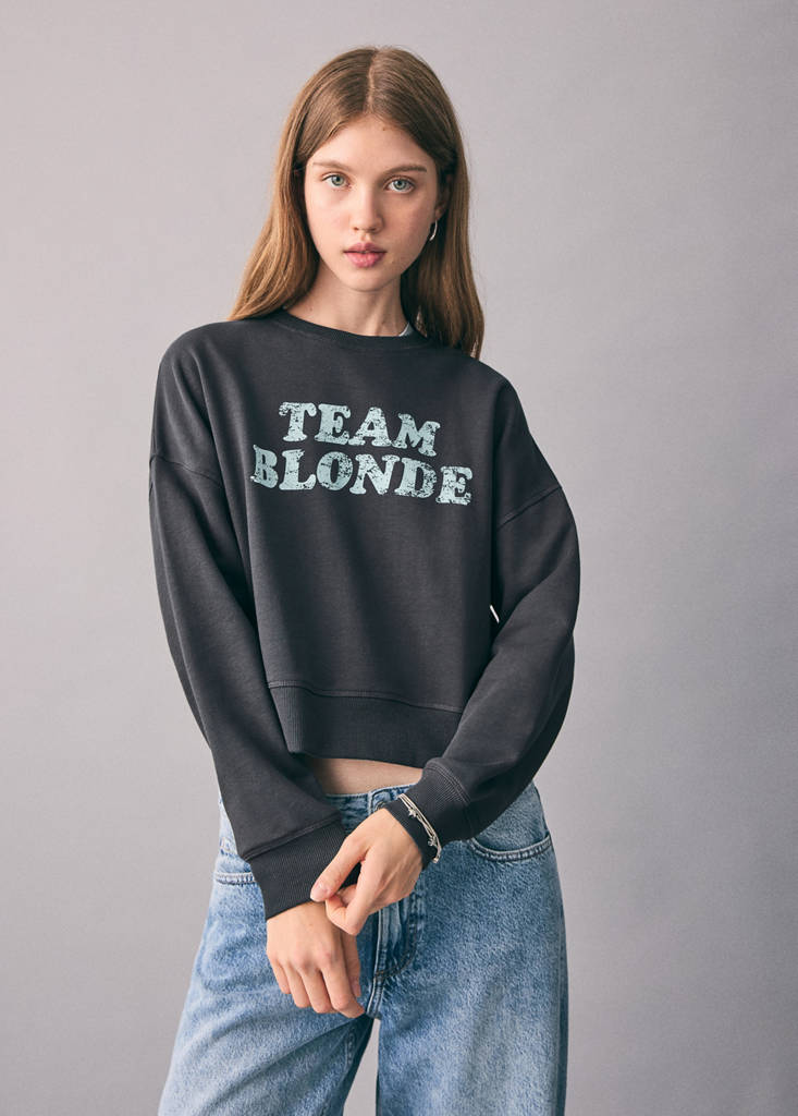 Printed cotton sweatshirt — Charcoal