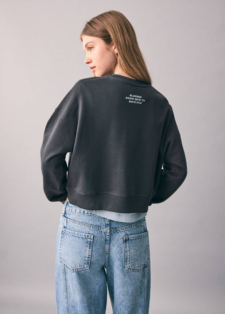 Printed cotton sweatshirt — Charcoal