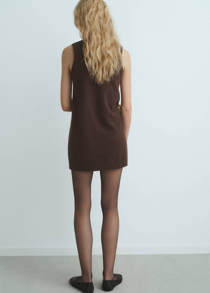 Knitted turtleneck dress — Chocolate