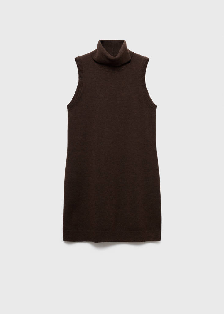 Knitted turtleneck dress — Chocolate
