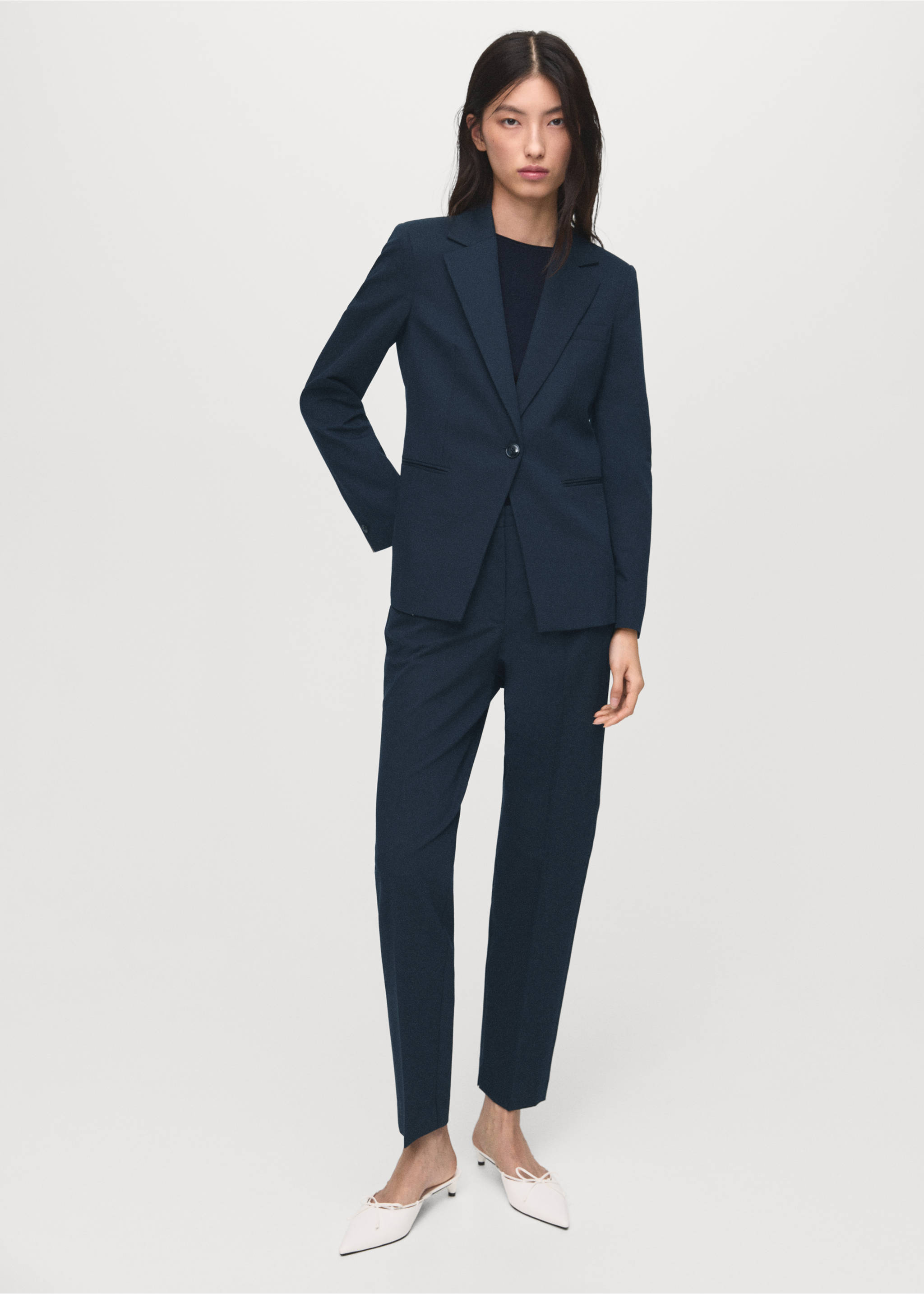 Blazer traje entallada - Plano general, Azul marino. Ref: 17045806-00.