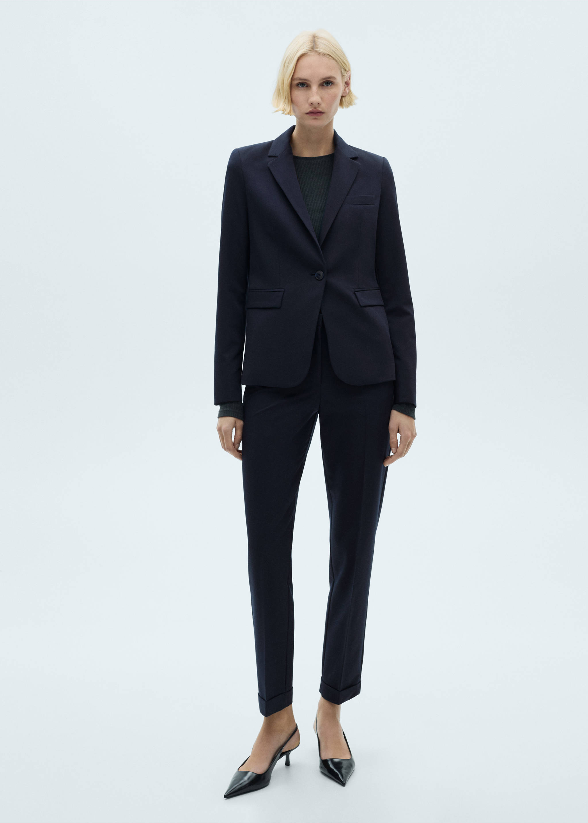 Blazer traje entallada - Plano general, Azul marino oscuro. Ref: 17045806-00.