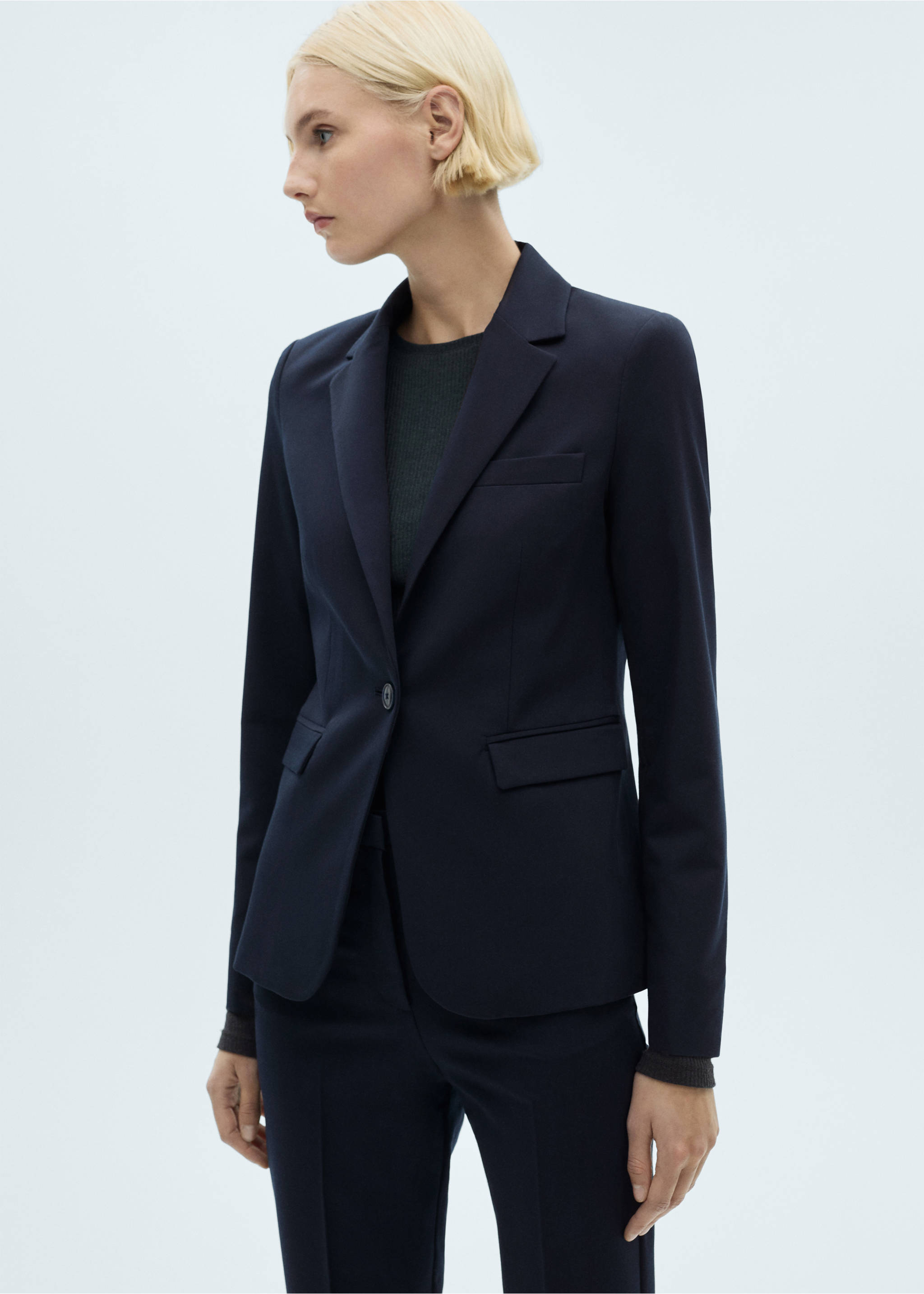 Blazer traje entallada - Plano medio, Azul marino oscuro. Ref: 17045806-00.
