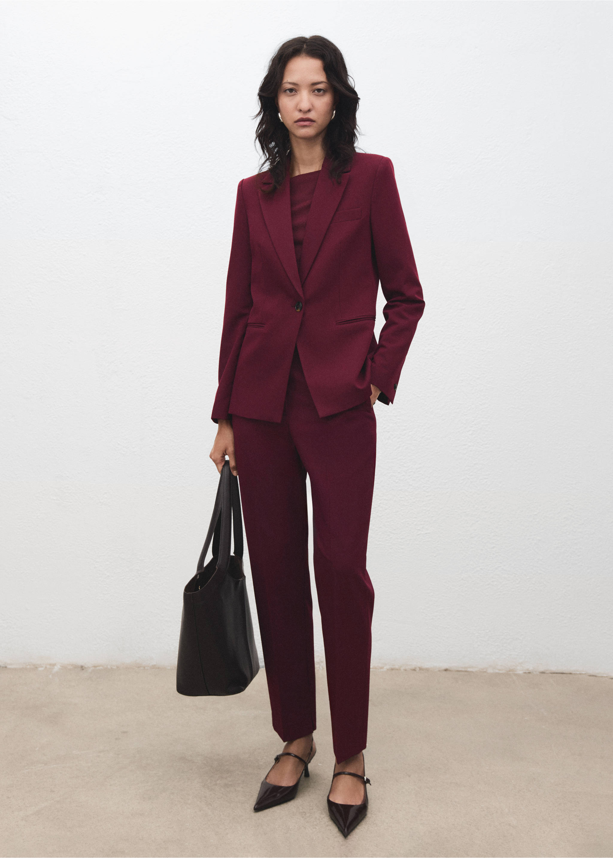 Blazer traje entallada - Plano general, Vino. Ref: 17045806-00.