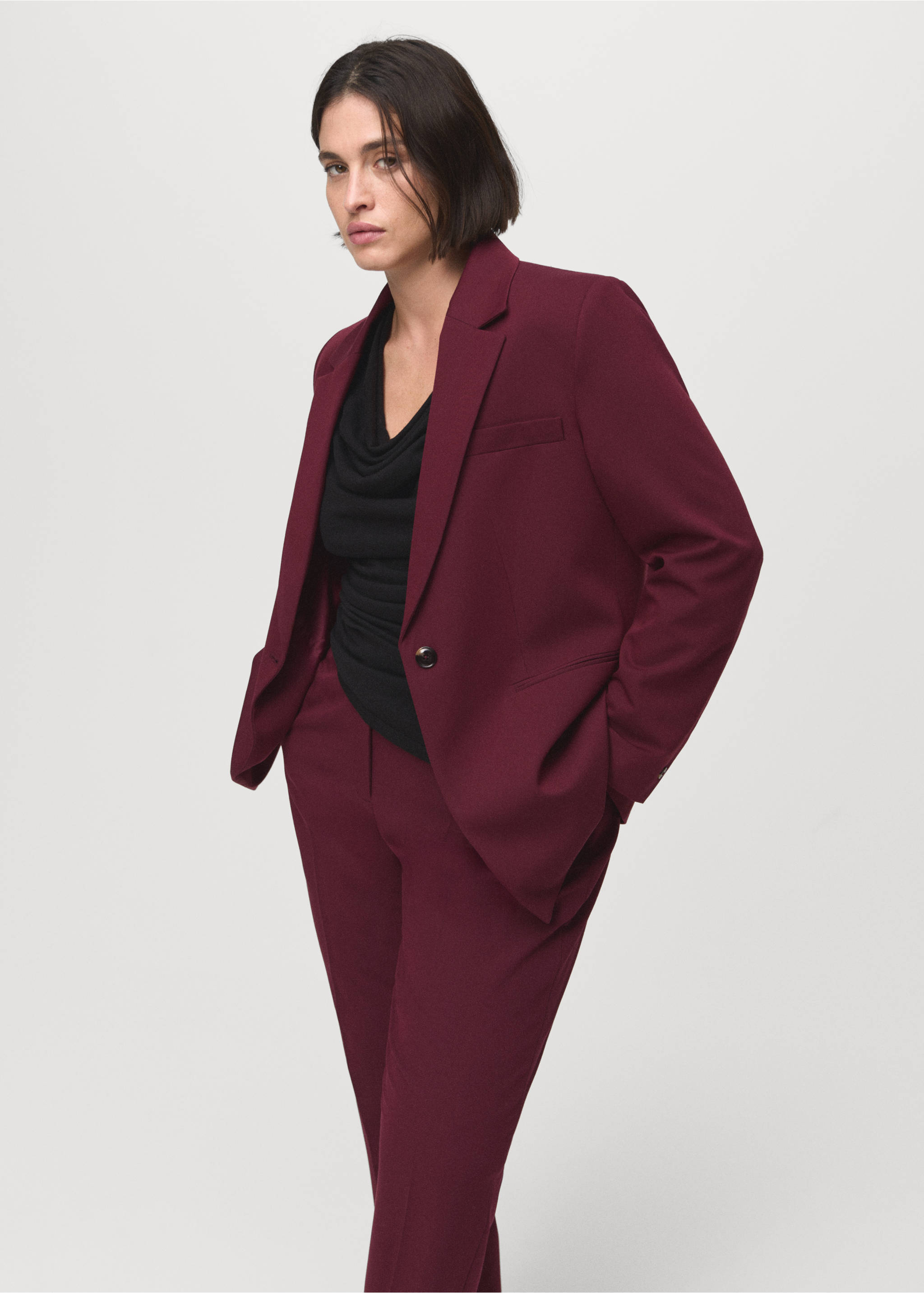 Blazer traje entallada - Detalle del artículo 4, Vino. Ref: 17045806-00.