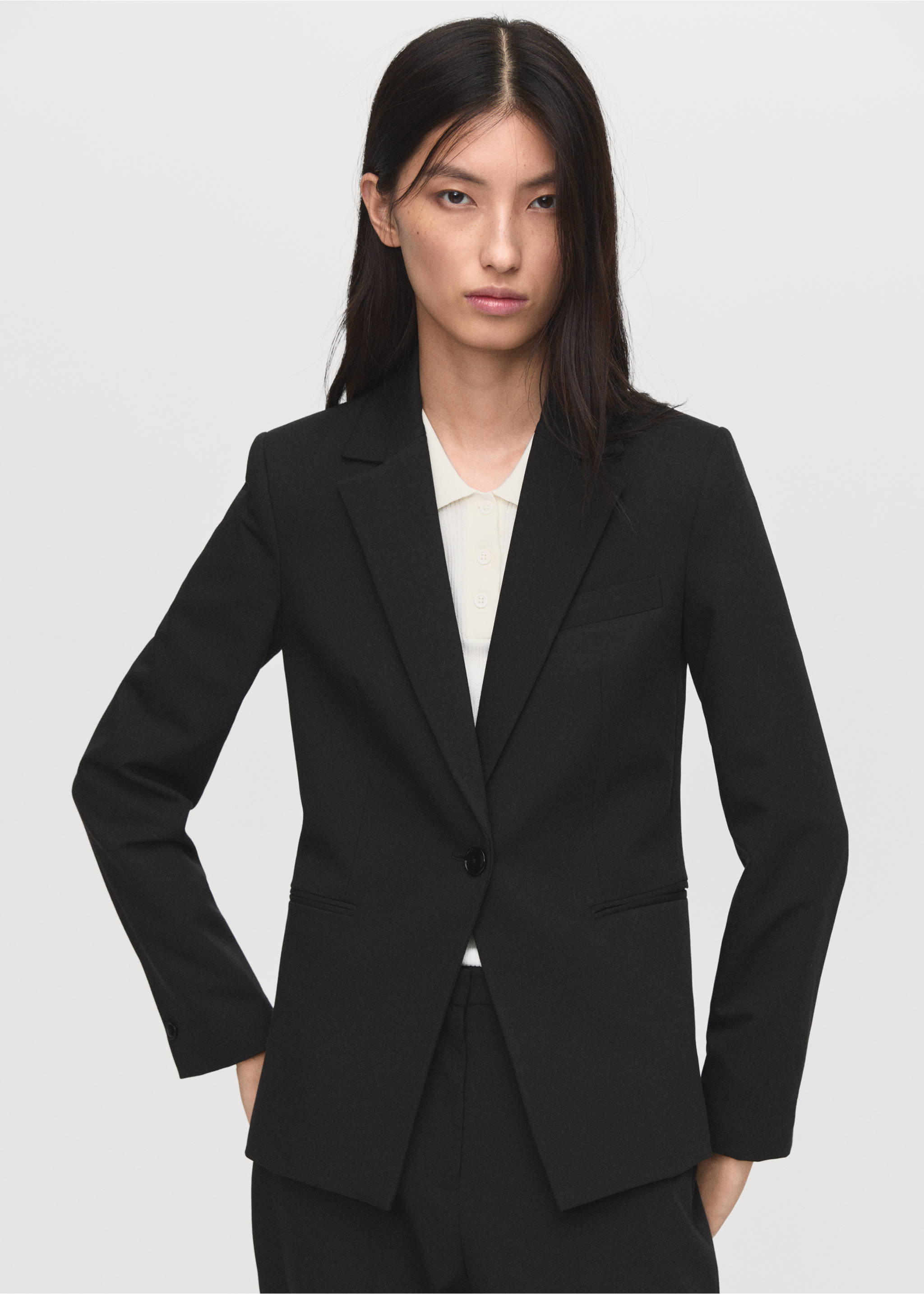 Fitted suit blazer - Medium plane, Black. Ref: 17045806-00.