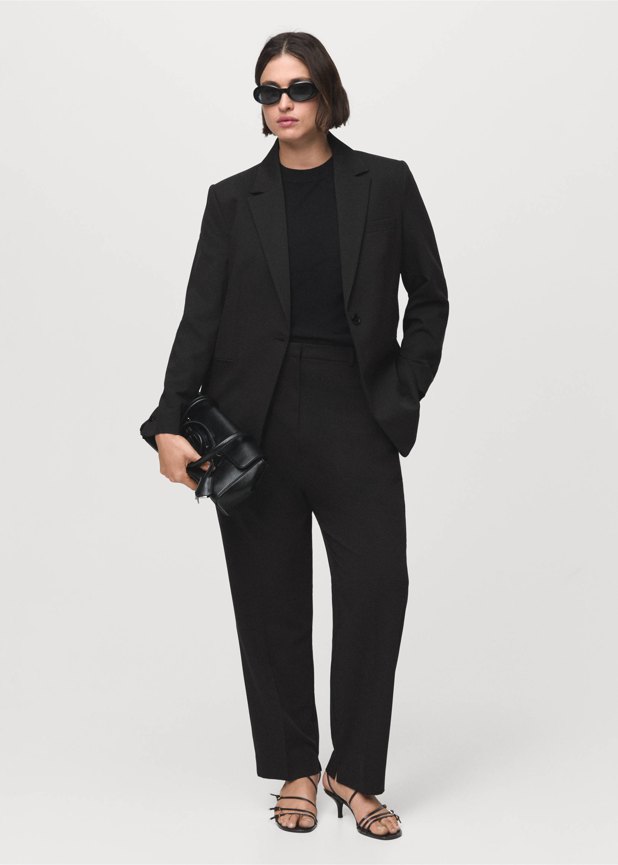 Fitted suit blazer - Details of the article 3, Black. Ref: 17045806-00.