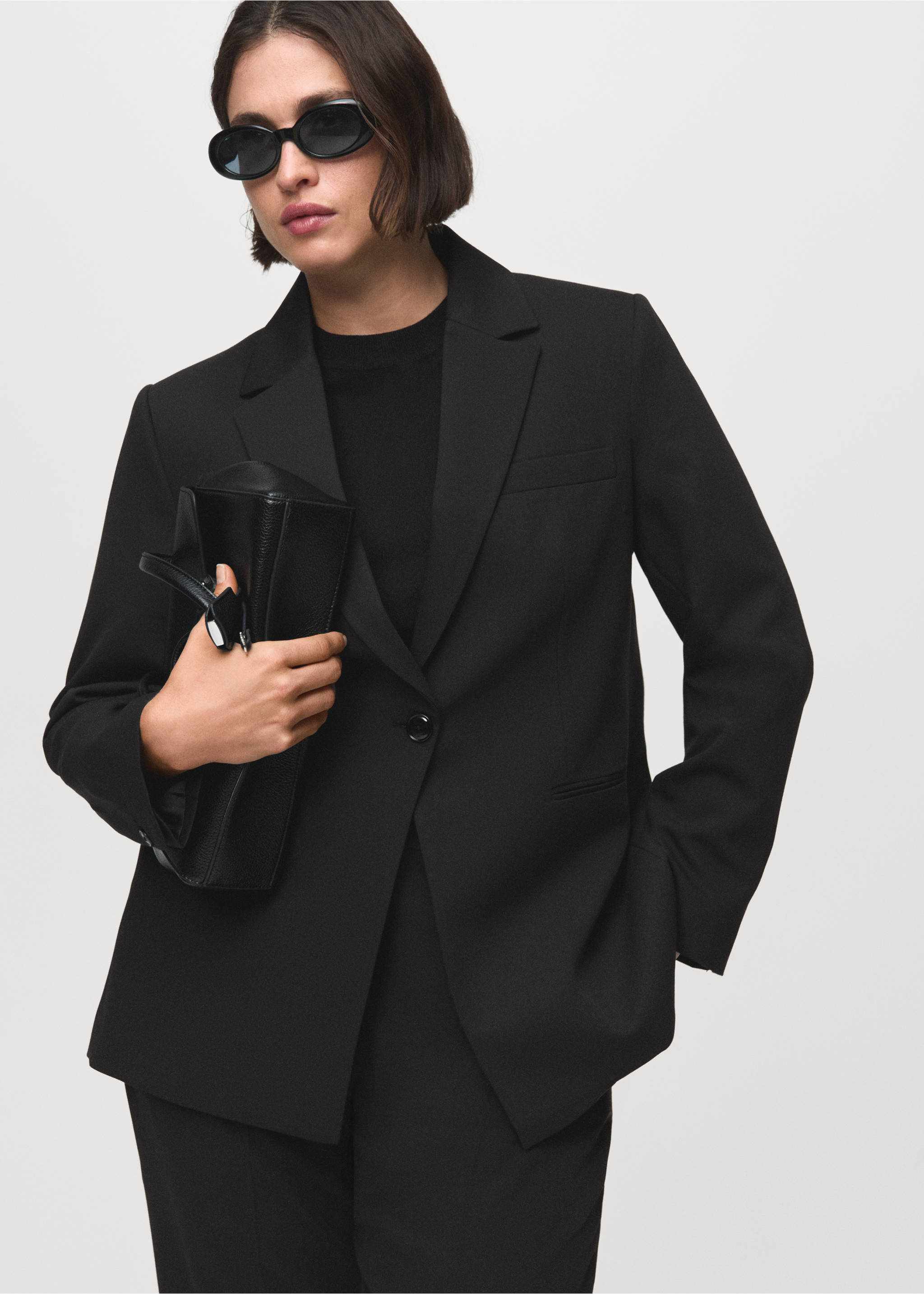 Fitted suit blazer - Details of the article 5, Black. Ref: 17045806-00.