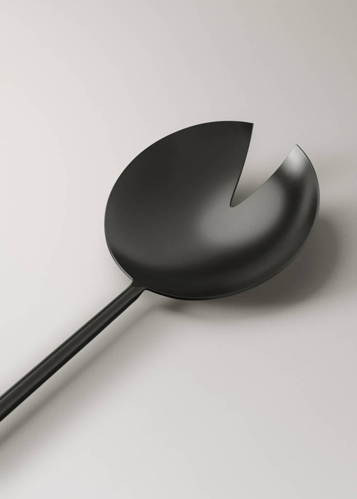 Set of 2 matte stainless steel serving utensils — Black