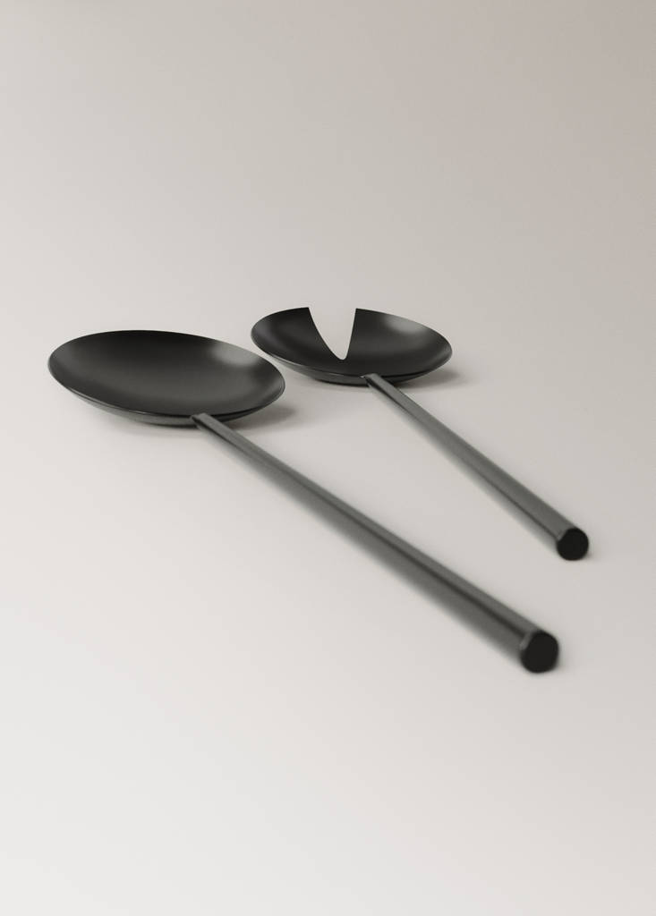 Set of 2 matte stainless steel serving utensils — Black