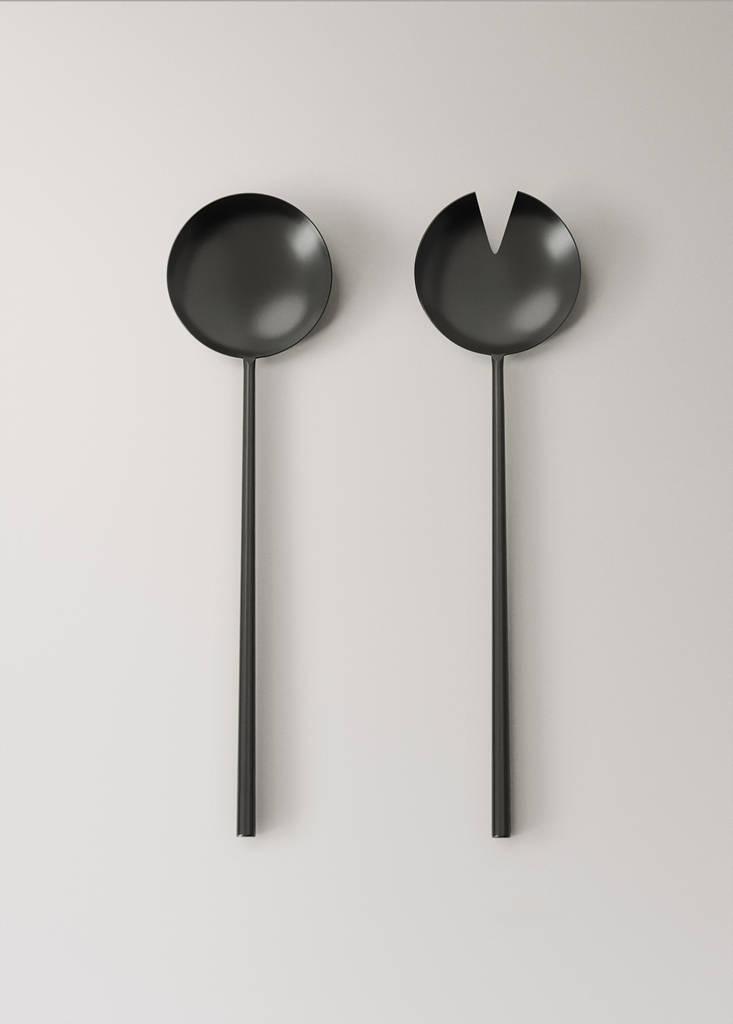 Set of 2 matte stainless steel serving utensils — Black