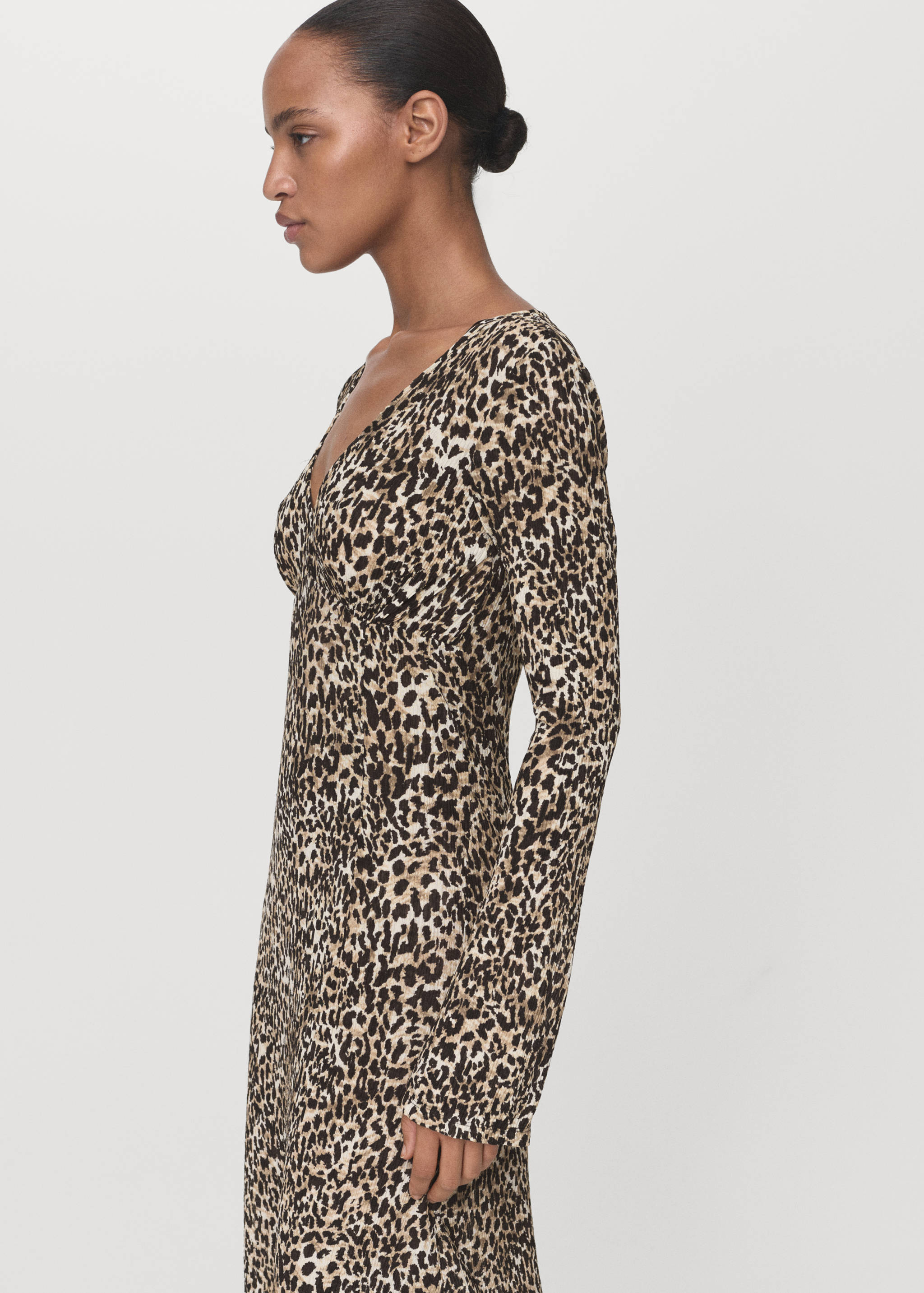 Printed V-neck dress - Medium plane