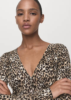 Printed V-neck dress — Black 4