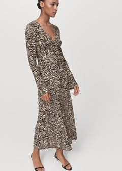 Printed V-neck dress — Black 5