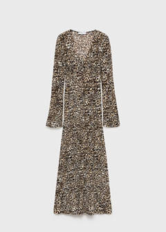 Printed V-neck dress — Black 6